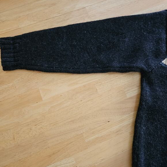 J. Crew Men's Shetland Wool Sweater Sz M Dark Gray Tan Stripe - Picture 10 of 11